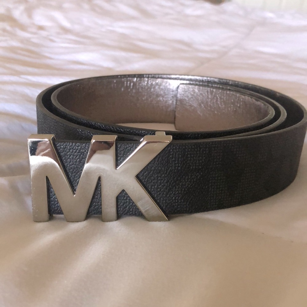 MK Michael Kors Signature Black Belt Silver XL